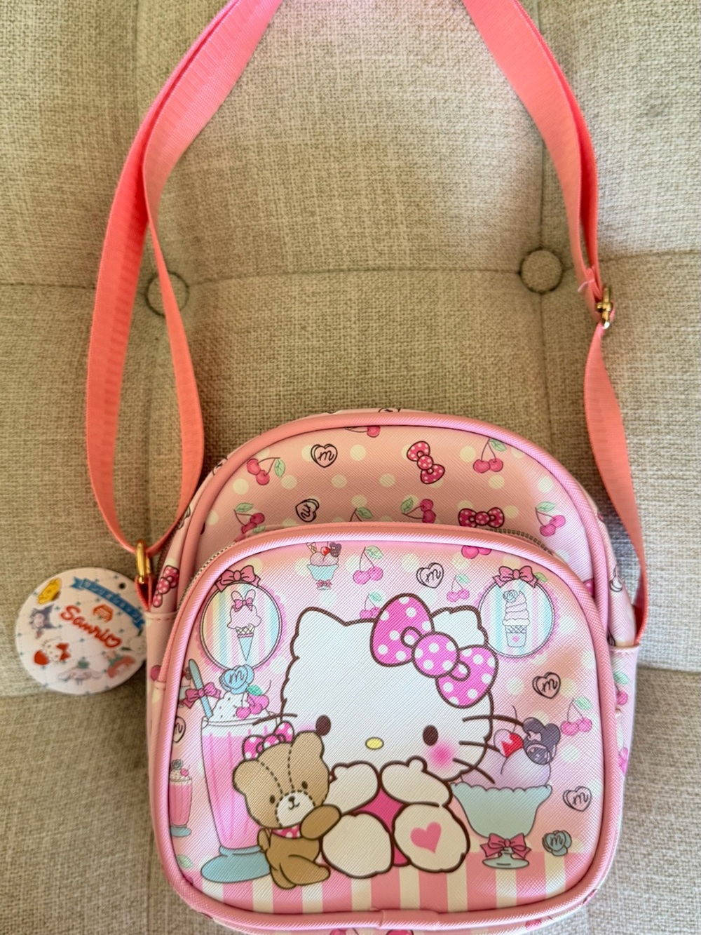 Sanrio Hello Kitty Pink Kids Shoulder Bag with Teddy Motif